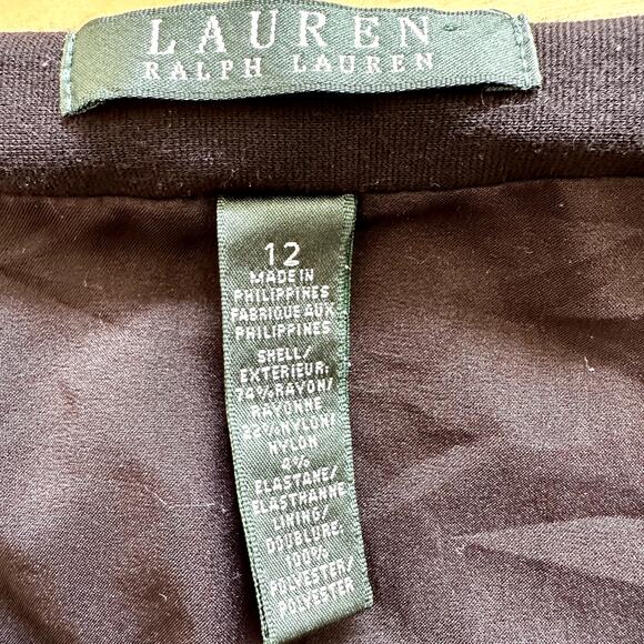 Lauren Ralph Lauren A Line Pleated Mini Skirt Side Zip Flowy Black 12 - Picture 2 of 5